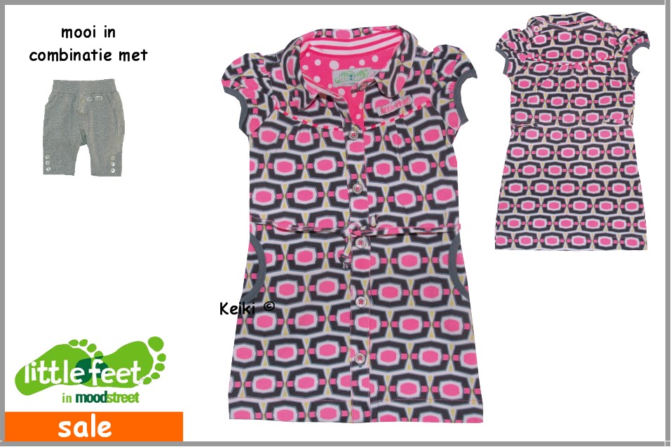 -o05/maat 074/s10 Little Feet jurk fluo pink